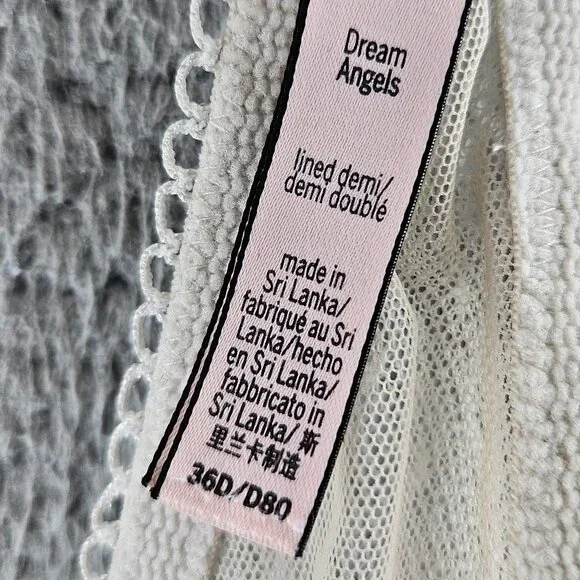 Victorias Secret Bra Womens 36D White Dream Angels Lined Demi Lace Underwire - Picture 10 of 16